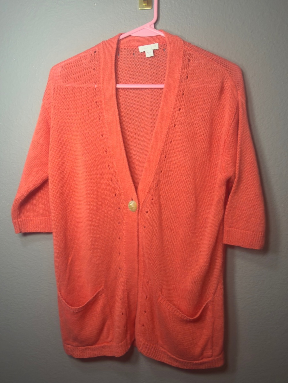 J. Jill Coral Open-Front Lightweight Cardigan